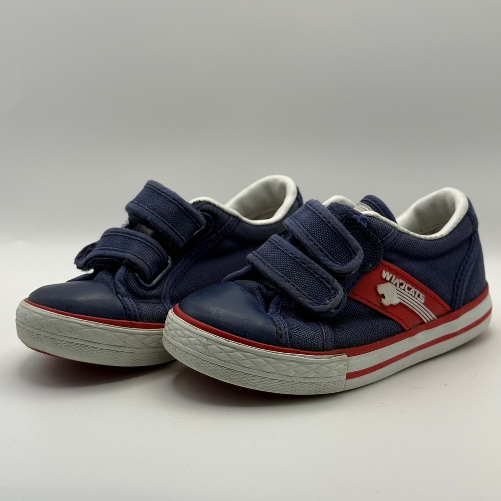 Vintage 80s Buster Brown Wildcats Toddler Shoes Size 8M Navy Canvas Sneakers